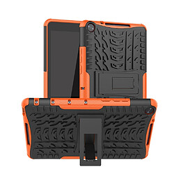 Coque en TPU modèle de pneu cool avec béquille noir/orange pour votre Huawei MediaPad M5 Lite 8