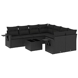 Maison Chic Salon de jardin 9 pcs avec coussins | Ensemble de Table et chaises | Mobilier d'Extérieur noir résine tressée -GKD85314