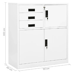 vidaXL Armoire de bureau Blanc 90x40x102 cm Acier pas cher