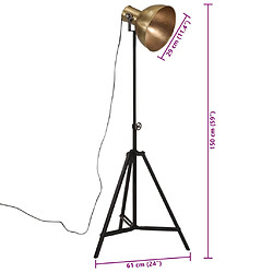 vidaXL Lampadaire 25 W laiton antique 61x61x90/150 cm E27 pas cher