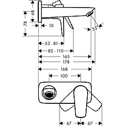 Hansgrohe - Mitigeur de lavabo encastré mural Talis E bec 165 mm bonde à écoulement libre chromé