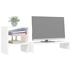 Acheter vidaXL Support de moniteur Blanc 81x20x30 cm Bois de pin solide