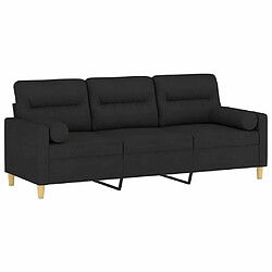 Avis Maison Chic Canapé 3 places avec oreillers,Sofa de Salon,Canapé droit décoratifs noir 180 cm tissu -GKD341792