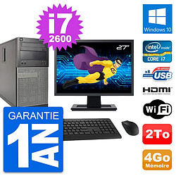 PC Tour Dell 390 MT Ecran 27" i7-2600 RAM 4Go Disque 2To HDMI Windows 10 Wifi - Occasion