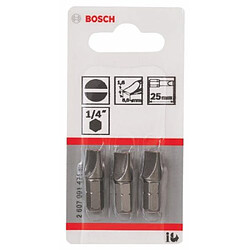 Bosch 2607001471 Embout de vissage S 1,6 x 8,0 25 mm Entraînement ISO 1173 C6.3 queue six-pans mâle 1/4 3 pièces