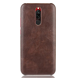 Wewoo Coque Rigide Pour Xiaomi Redmi 8 antichoc Litchi PC + Etui en PU Marron