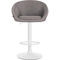 Acheter Decoshop26 Tabouret de bar assise pivotante à 360° hauteur réglable en tissu gris clair piètement en métal blanc 10_0004776