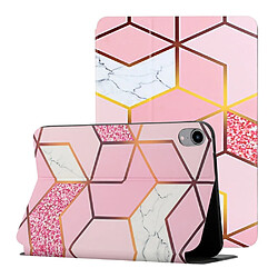 Etui en PU pliage automatique avec support motif marbré en or rose pour votre Apple iPad mini (2021)