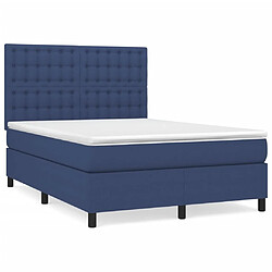 Maison Chic Lit Adulte - Lit simple Lit à sommier tapissier avec matelas moelleux - Meuble de Chambre - Bleu 140x190 cm Tissu -MN25921