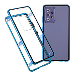 Coque en métal Couverture du cadre d'adsorption magnétique bleu pour votre Samsung Galaxy A52 4G/5G