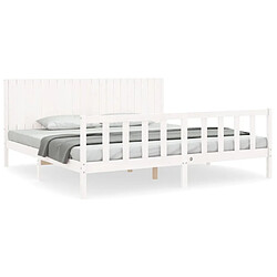 Maison Chic Lit adulte - Cadre Structure de lit avec tête de lit Contemporain blanc 200x200 cm bois massif -MN47439