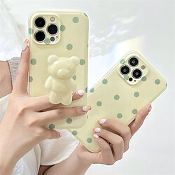 GUPBOO Étui pour iPhone13ProMax Polka Dot Bear Stand Étui de téléphone japonais et coréen en silicone