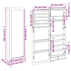 vidaXL Armoire à bijoux avec miroir et éclairage LED mural pas cher