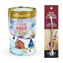 Aromandise Tisane bio Magie de Noël + paille inox avec filtre