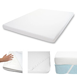 Mendler 10cm Surmatelas à mousse Memory HWC-E63, Couvre-matelas, housse ~ 180x200cm mousse visco