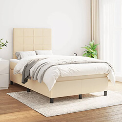 Avis Maison Chic Lit adulte- Lit + matelas,Sommier à lattes de lit avec matelas crème 120x190 cm tissu -GKD55546