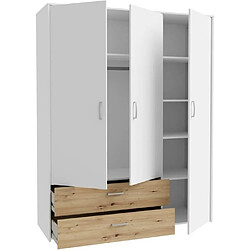 Cstore Armoire de chambre - Blanc mat / Chene artisan - 3 portes et 2 tiroirs - 152,8 x 52,7 x 190,8 cm pas cher