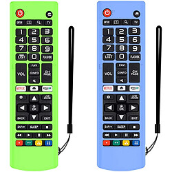 SANAG Lot De 2 etui De Protection En Silicone Pour Telecommande Lg Akb75095307/Akb75375604/Akb74915305,Antichoc Anti-Perte Boîtier De Protection Pour Telecommande Lg Smart Tv(Blau Leuchten+Grün)