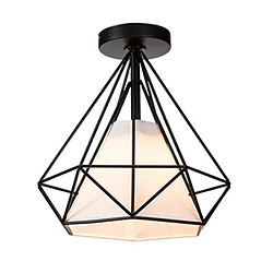 Stoex Retro Plafonnier Industrielle Cage en forme Diamant en Métal Fer Lustre Suspension Luminaire pour Salon Salle Chambre Décorer Maison Cuisine Noir