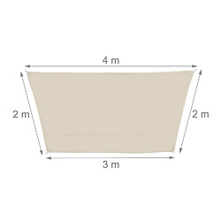 Acheter Relaxdays Voile d?ombrage trapèze diffuseur d?Ombre Protection Soleil Balcon Jardin UV 3x4x2x2 Toile imperméable, Beige, 3 x 4 x 2 x 2 m