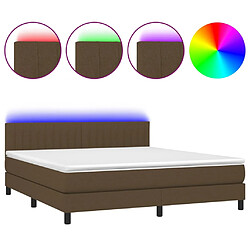 vidaXL Sommier à lattes de lit matelas et LED Marron foncé 160x200 cm