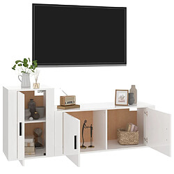 Avis Maison Chic Ensemble de meubles TV 2 pcs pour salon - blanc brillant bois d'ingénierie -MN20063