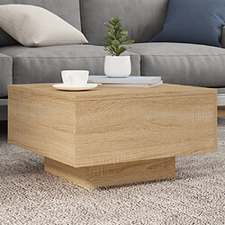 Maison Chic Table basse pour salon | Table à café avec lumières LED chêne sonoma 55x55x31 cm -GKD48607