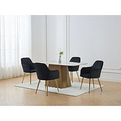 Vente-Unique Lot de 6 chaises avec accoudoirs en velours et métal doré - Noir - ELEANA