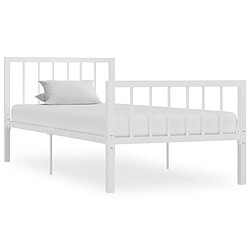 Maison Chic Lit adulte - Lit simple Cadre de lit,Structure du lit Contemporain Blanc Métal 100 x 200 cm -MN57882