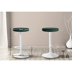 Decoshop26 Lot de 2 tabourets de bar avec assise en tissu velours vert et cadre métal blanc TDB10701