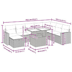 Acheter vidaXL Salon de jardin 9 pcs avec coussins noir résine tressée