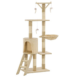 Arbre à chat avec griffoirs,niche pour chat en sisal 138 cm Beige -MN69787