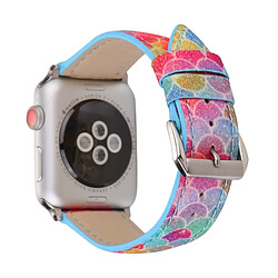 Acheter Wewoo Fish Scale Glitter - Bracelet en cuir véritable avec boucle en acier inoxydable pour Apple Watch séries 3 et 2 & 1 42 mm (bleu)