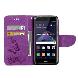 Acheter Wewoo Housse Étui Violet pour Huawei P8 Lite 2017 Papillons Gaufrage en cuir flip horizontale avec support & Slots de cartes Portefeuille & Longe