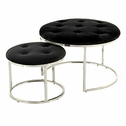 Paris Prix Lot de 2 Tabourets Becky 60cm Noir & Argent