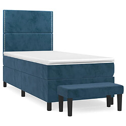 Maison Chic Lit adulte- Lit + matelas,Sommier à lattes de lit avec matelas Bleu foncé 90x190 cm -GKD66353