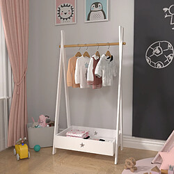 Garde-robe pour enfant Laxe avec compartiment de rangement 126 x 73 x 43 cm blanc [en.casa]