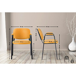 Avis Decoshop26 Chaise visiteur avec accoudoirs intégrés zone d'attente en tissu orange piètement à 4 pieds en métal noir 10_0003389