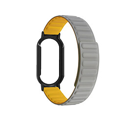 Bracelet en silicone magnétique pour votre Xiaomi Mi Band 7/7 NFC - Gris/jaune