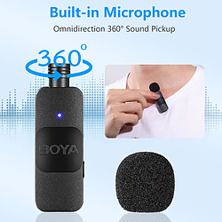 Acheter Boya BY-V1 Microphone lavalier sans fil, connexion Apple Lightning, omnidirectionnel, réduction du bruit, batterie de 9h