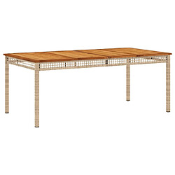 Maison Chic Table de jardin | Table d'extérieur beige 180x90x75 cm résine tressée et acacia -GKD62097