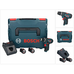 Bosch GSR 12V-15 Professional Perceuse-visseuse sans fil avec boîtier L-Boxx + 2x Batteries GBA 3,0 Ah + Chargeur GAL 1230