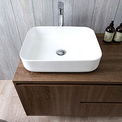 Kiamami Valentina MEUBLE DE SALLE DE BAIN SUSPENDU 90CM NOYER FONCÉ, LAVABO D'APPUI, MIROIR | SIENA