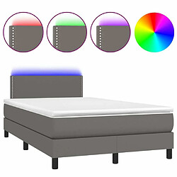 Maison Chic Lit adulte- Lit + matelas + LED,Sommier à lattes de lit matelas LED gris 120x190 cm similicuir -GKD49828