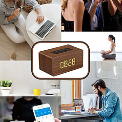 Yonis Enceinte Bluetooth Bois Subwoofer Horloge Autonomie Longue Portée 10m Support Carte TF AUX 3.5mm pas cher