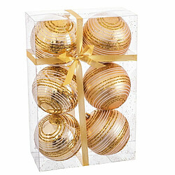 BigBuy Christmas Boules de Noël Doré Plastique Spirale 8 x 8 x 8 cm (6 Unités)