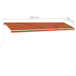 vidaXL Auvent manuel rétractable avec LED 600x300 cm Orange et marron pas cher