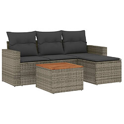 Maison Chic Salon de jardin 5 pcs avec coussins | Ensemble de Table et chaises | Mobilier d'Extérieur gris résine tressée -GKD39366