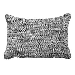 Thedecofactory SKIN - Coussin en cuir tressé gris clair 60x40