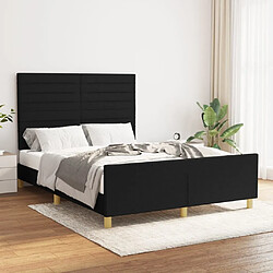 Maison Chic Lit adulte - Cadre Structure de lit avec tête de lit Contemporain Noir 140x200 cm Tissu -MN24438